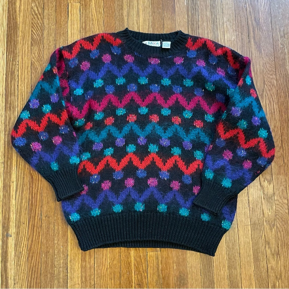 Moda International Multicolor Patterned Wool Blen… - image 1